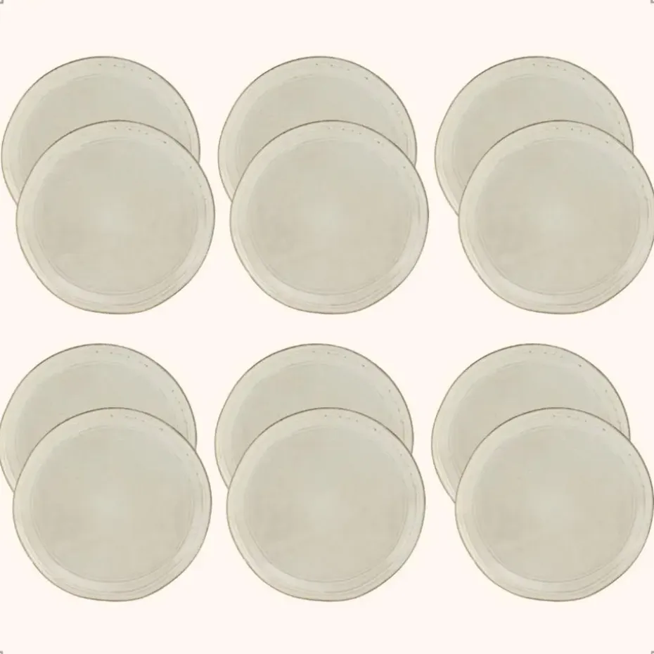 OTIX Dessert Ontbijt Bordenset 12 Persoons Beige 21cm Keramiek LILY