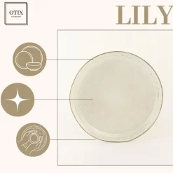 OTIX Dessert Ontbijt Bordenset 12 Persoons Beige 21cm Keramiek LILY