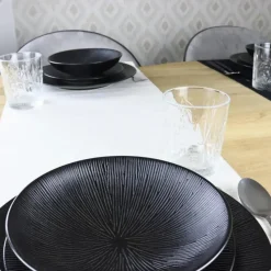 OTIX Dessert Ontbijt Bordenset 12 Persoons Zwart 21cm Keramiek POPPY
