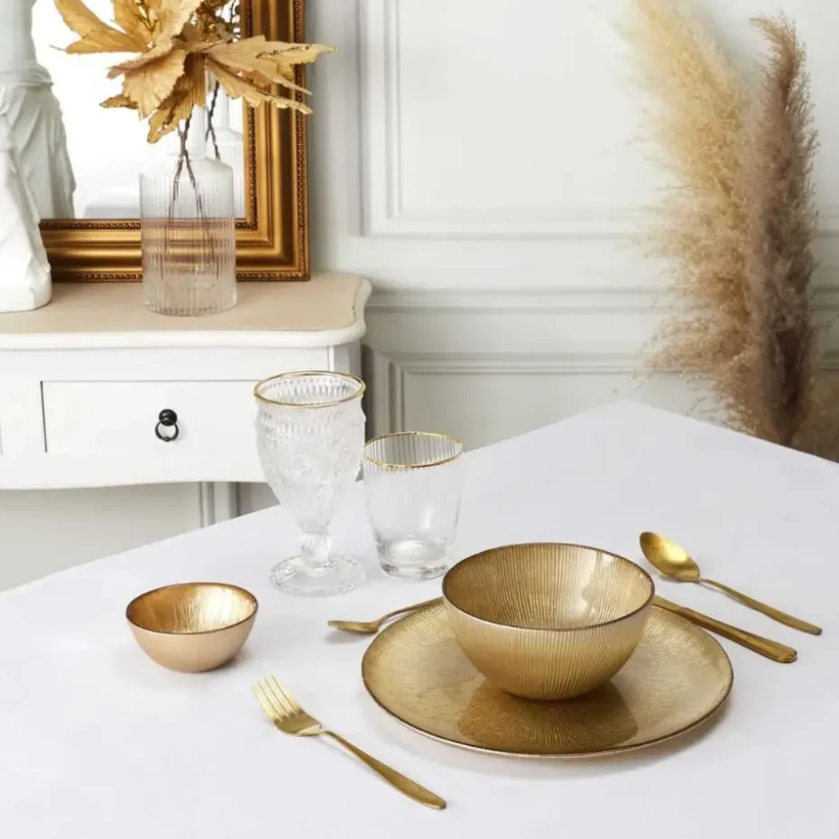 OTIX Dinerborden Bordenset 6 Persoons Goud Onderborden Kerst 27cm