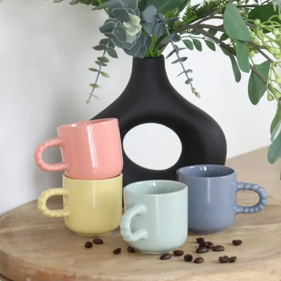 OTIX Espresso Kopjes Koffiekopjes Set van 4 Koffietassen 120 ml Aardewerk