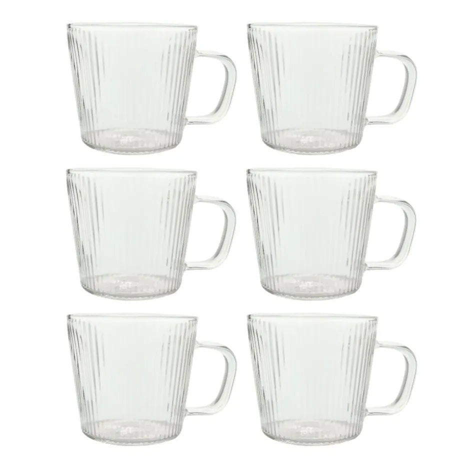 OTIX Koffiekopjes Glazen met Ribbel Reliëf Koffietassen Set van 6 150ml Glas