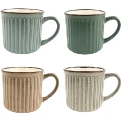 OTIX Koffiekopjes met Oor Koffietassen Set van 4 Aardewerk 200 ml MOSS