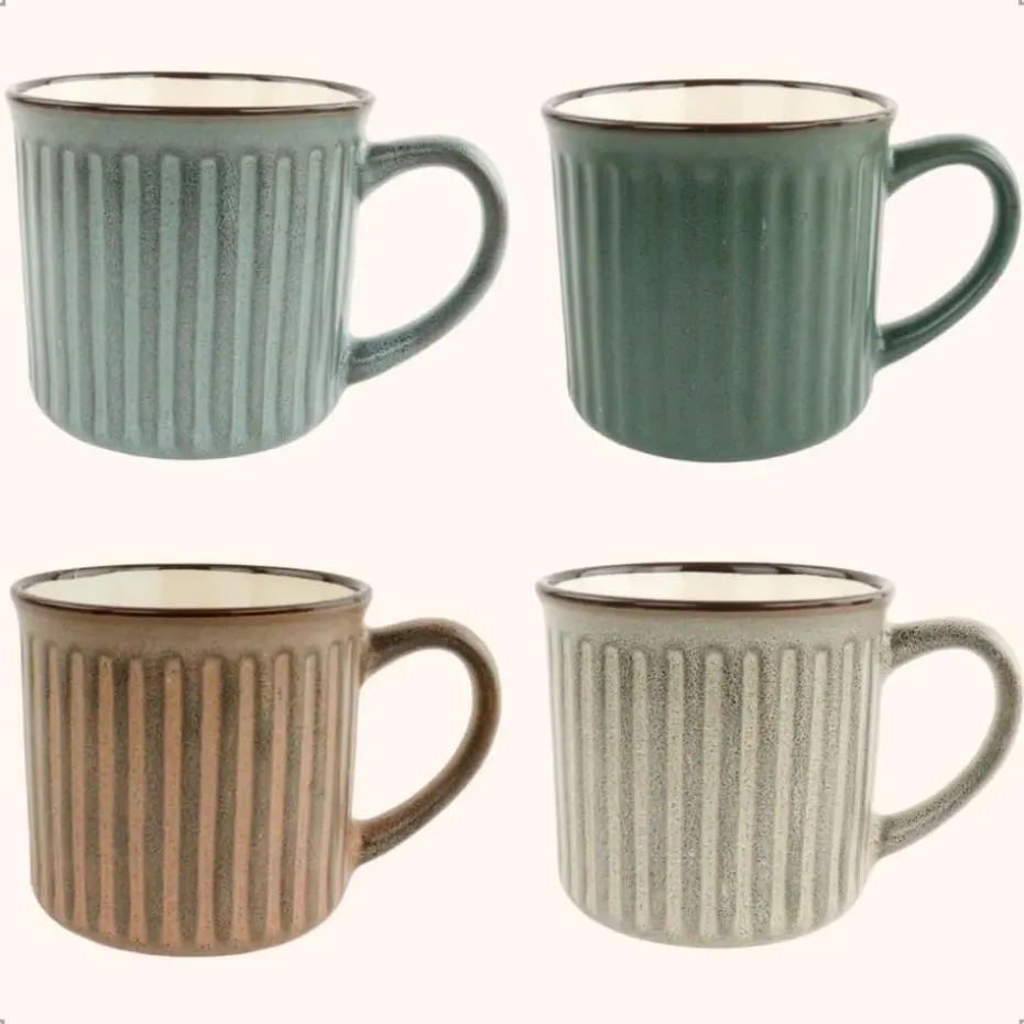 OTIX Koffiekopjes met Oor Koffietassen Set van 4 Aardewerk 200 ml MOSS