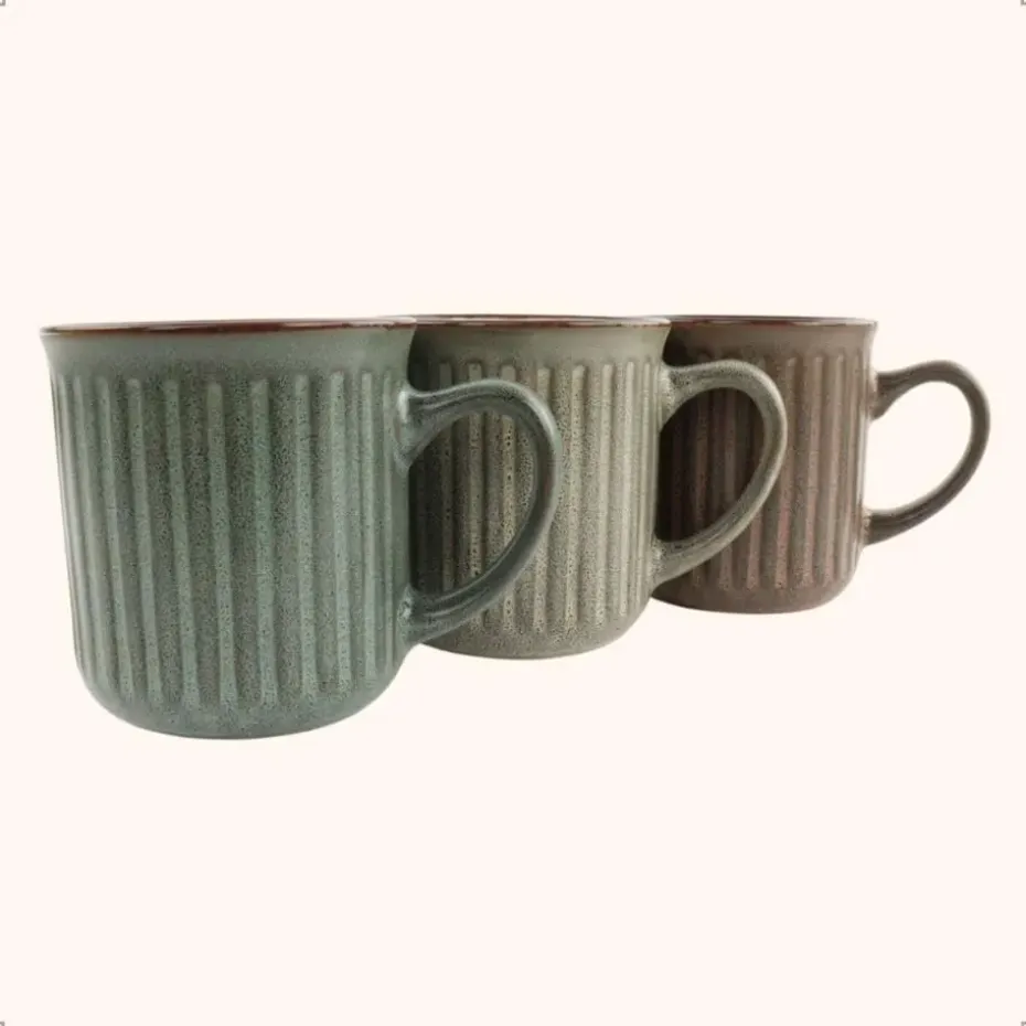 OTIX Koffiekopjes met Oor Koffietassen Set van 4 Aardewerk 200 ml MOSS