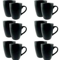 OTIX Koffiekopjes met Oor Koffietassen Set van 12 Mat Zwart 340ml