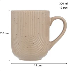 OTIX Koffiekopjes Met Oor Set van 12 Koffietassen Cappuccino Kop 300ML