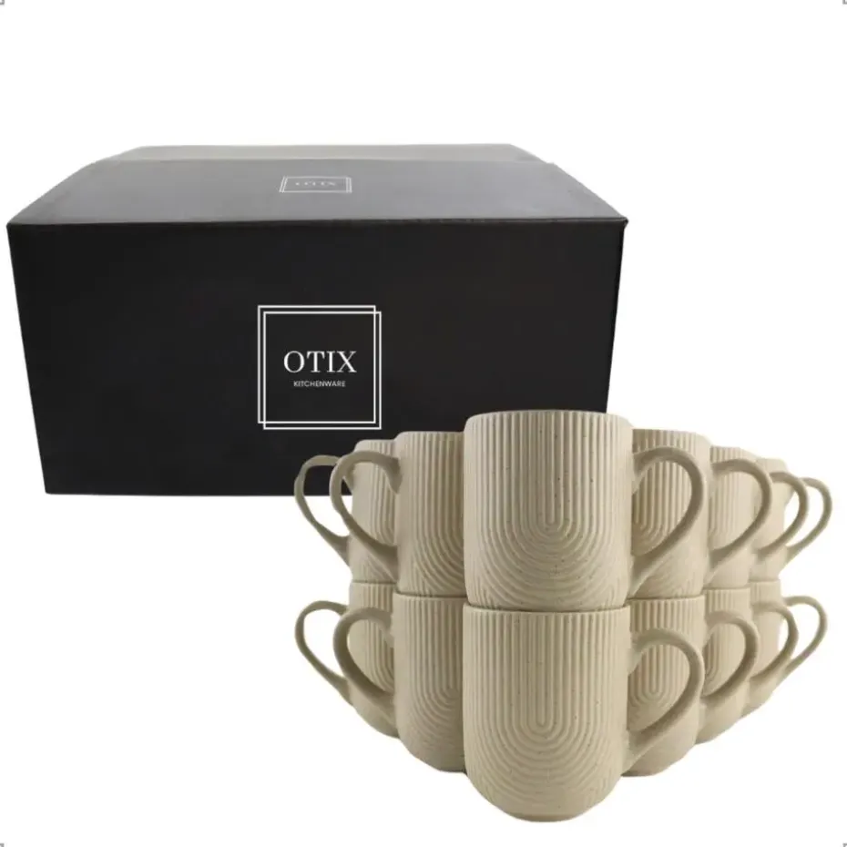 OTIX Koffiekopjes Met Oor Set van 12 Koffietassen Cappuccino Kop 300ML