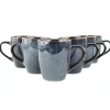 OTIX Koffiekopjes met Oor Set van 6 Koffietassen Theemok 350ml Aardewerk EBONY