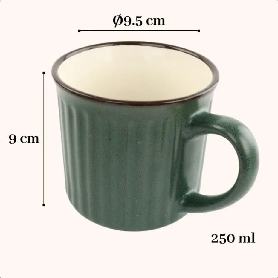 OTIX Koffiekopjes met Oor Koffietassen Set van 4 Aardewerk 250 ml MOSS
