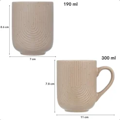 OTIX Koffiekopjes Set van 12 Kopjes 190ml 300ml met Set van 6 Soep