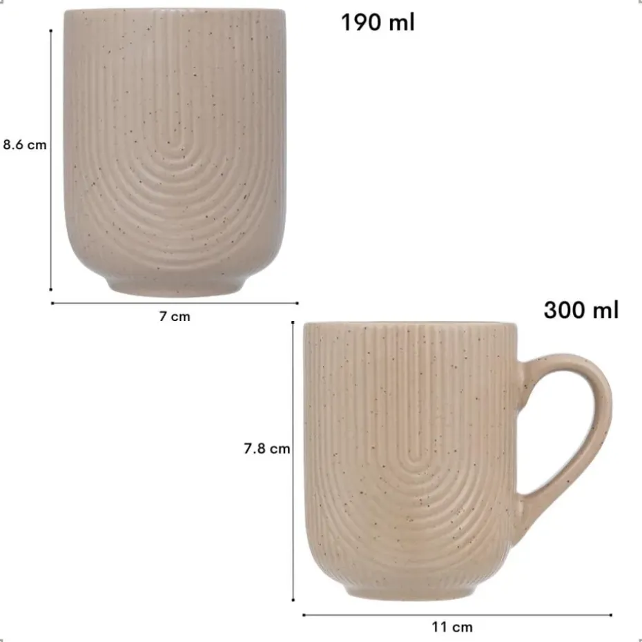 OTIX Koffiekopjes Set van 12 Kopjes Met Oor 300ml Zonder Oor 190ml