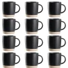 OTIX Koffiekopjes Theemokken Koffietassen Set van 12 Zwart 310 ml Aardewerk