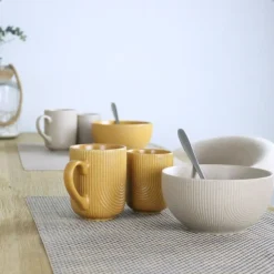 OTIX Koffiekopjes Zonder Oor Set van 6 Koffietassen Theemok 190ml Aardewerk TEAK