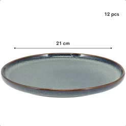 OTIX Ontbijtborden 12 Persoons 21cm Dessertbord Blauw Aardewerk EBONY