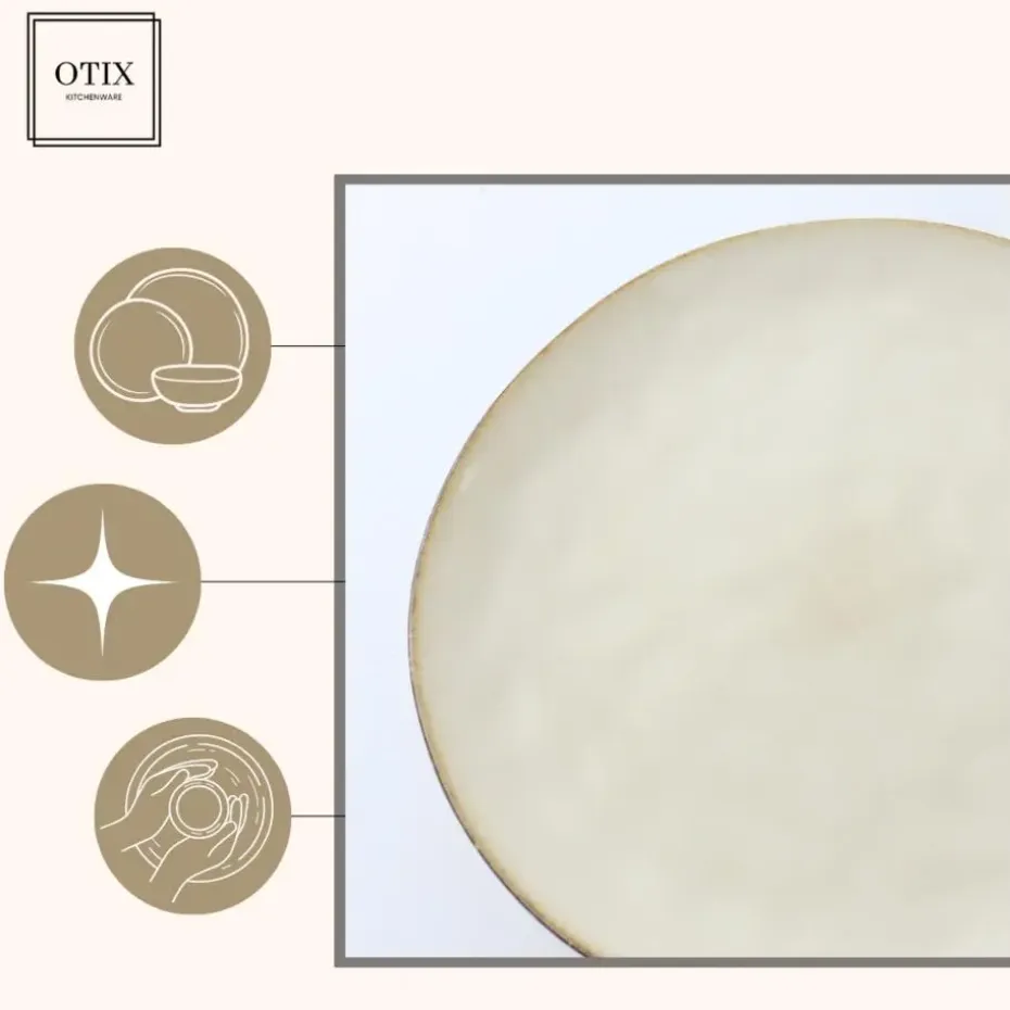 OTIX Ontbijtborden Bordenset 12 Persoons Beige 21cm Keramiek MAPLE