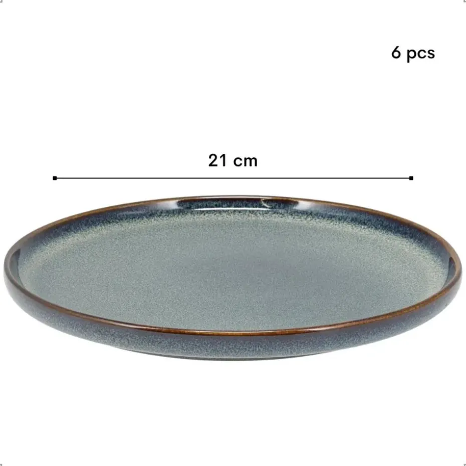 OTIX Ontbijtborden Bordenset 6 Persoons 21cm Dessertbord Ontbijtborden Blauw...