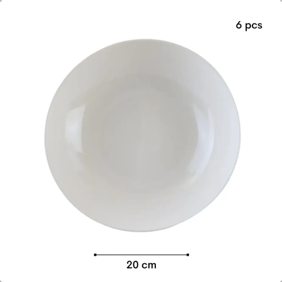 OTIX Pastaborden Bordenset 6 Persoons Diepe Borden Soepborden 20cm Wit Porsel...