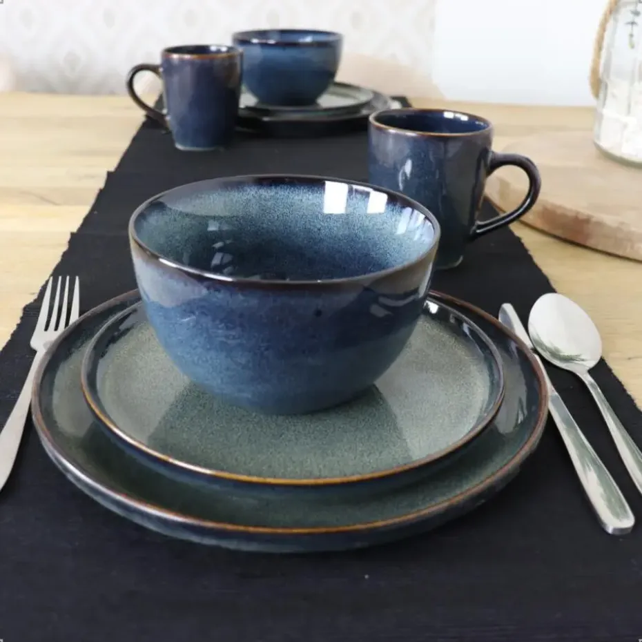 OTIX Serviesset 12 Delig Ebony - Blauw