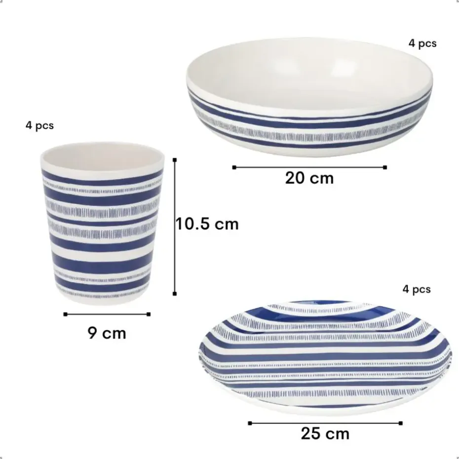 OTIX Serviessets 12 Delig STRIPES - BLUE