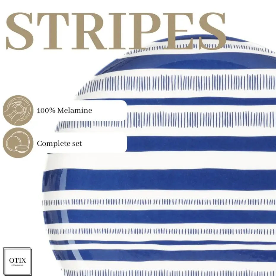 OTIX Serviessets 12 Delig STRIPES - BLUE