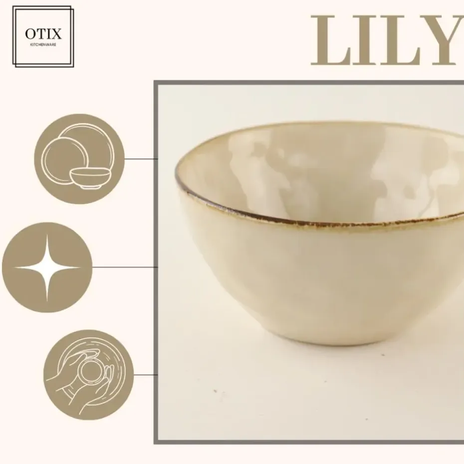 OTIX Soepkommen 12 Persoons Beige 620ml Keramiek MAPLE