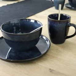 OTIX Soepkommen zonder Oor 12 Schaaltjes 600ml Blauw Aardewerk EBONY