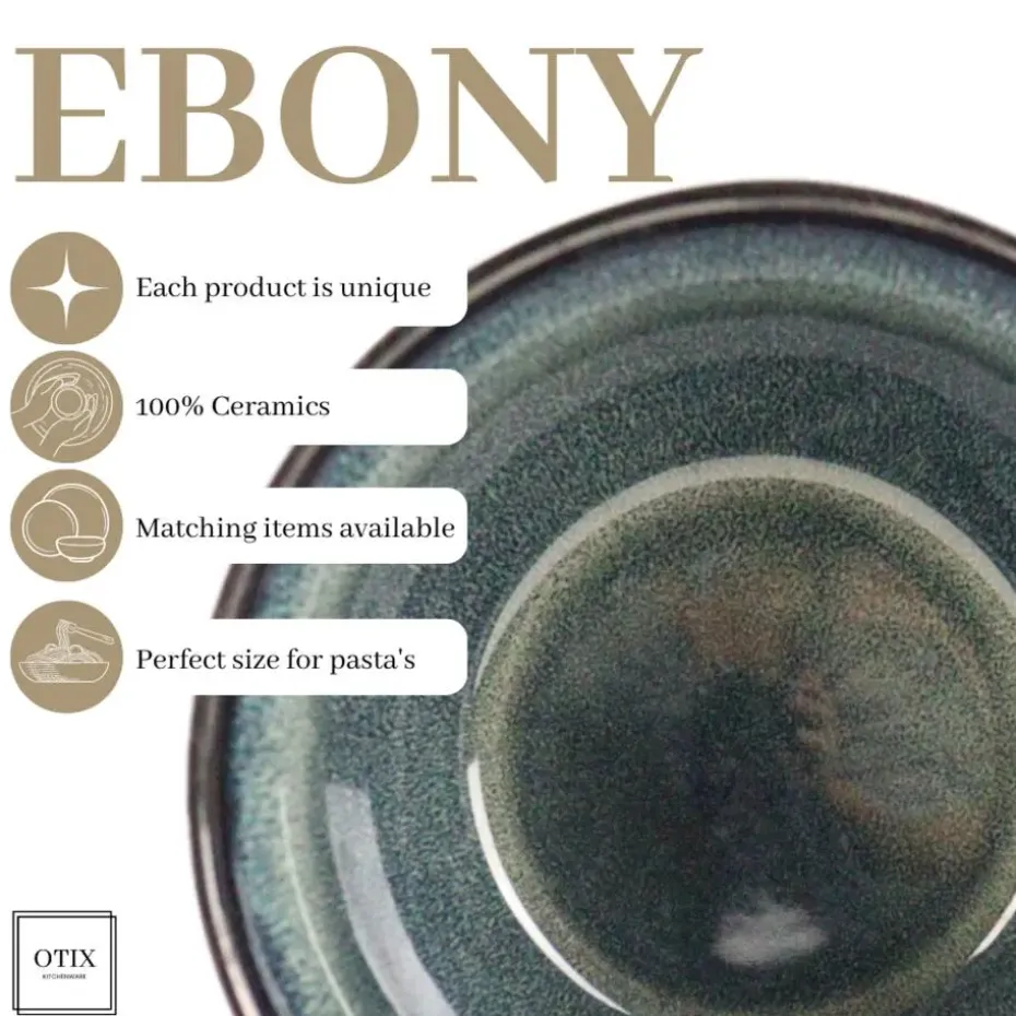 OTIX Soepkommen zonder Oor 12 Schaaltjes 600ml Blauw Aardewerk EBONY