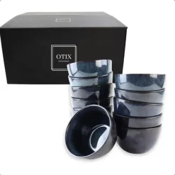 OTIX Soepkommen zonder Oor 12 Schaaltjes 600ml Blauw Aardewerk EBONY