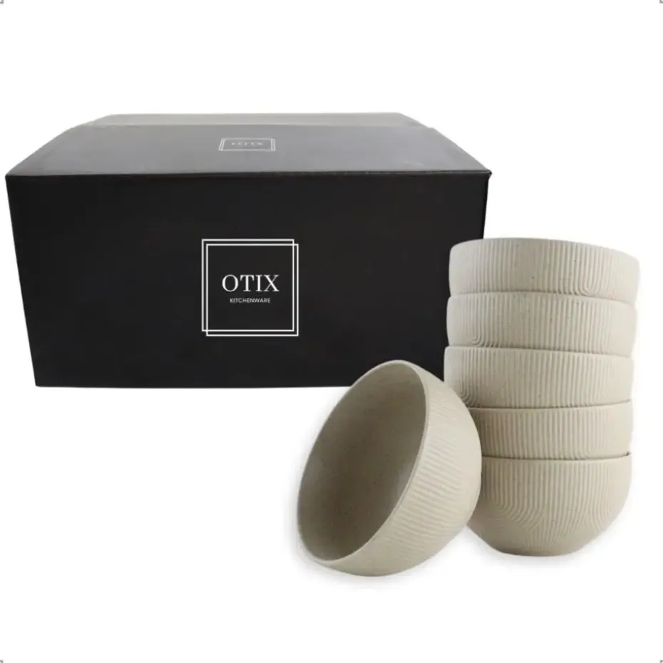 OTIX Soepkommen Zonder Oor Set van 6 Schaaltjes 600ml Caramel Aardewerk TEAK