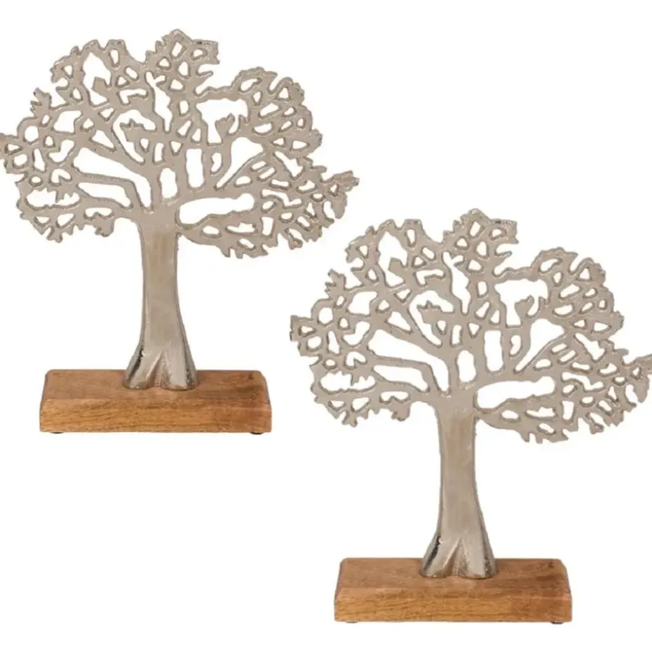 Out of the blue Levensboom - aluminium - houten voet - 33 cm