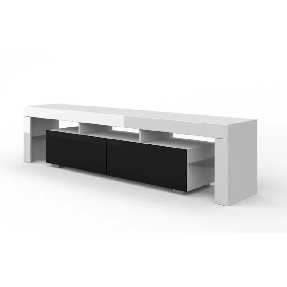 Panama TV-meubel 190 x 45 x 35 cm Glanzend zwart fronten zonder verlichting