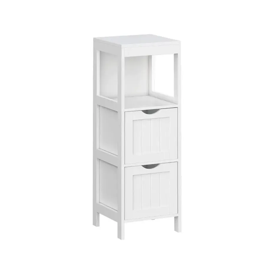 Parya Home - Badkamerkast - Medicijnkast - 2 Lades - 1 Open vlak - Hout - Wit