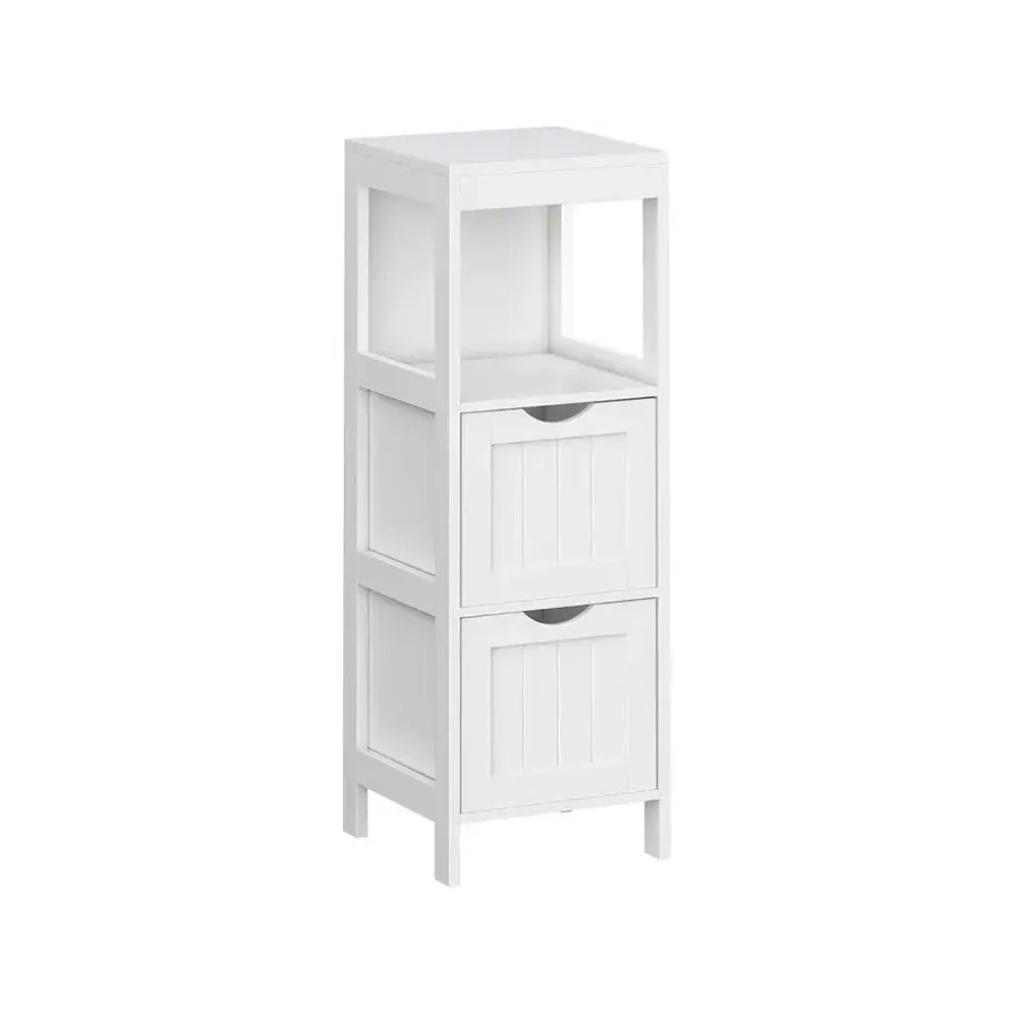 Parya Home - Badkamerkast - Medicijnkast - 2 Lades - 1 Open vlak - Hout - Wit