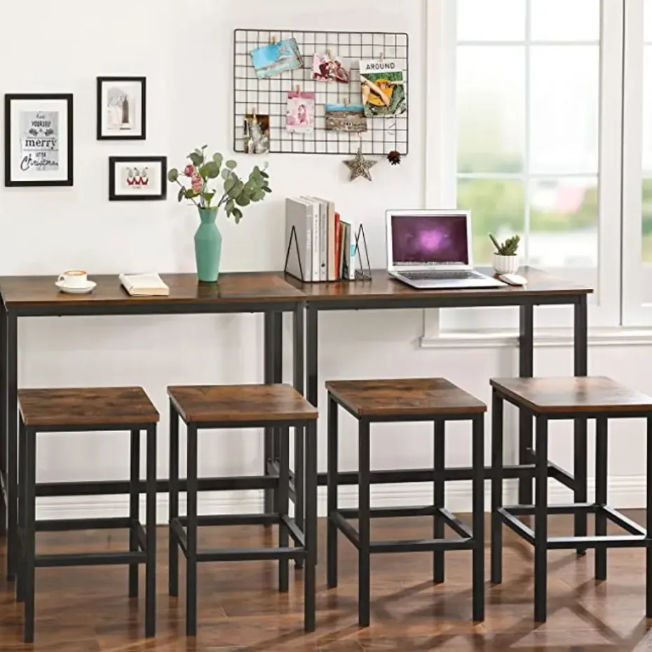 Parya Home - Bartafel - Vintage - Bruin - Hout & Metaal