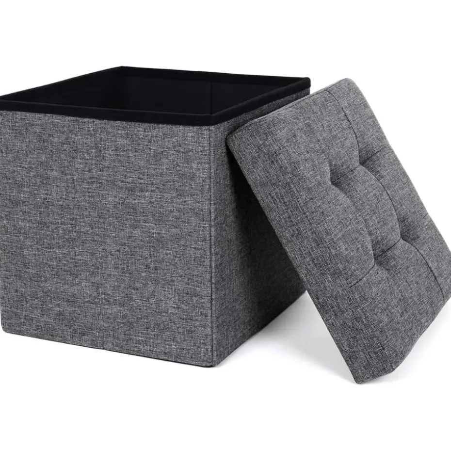 Parya Home - Grijze Poef - Hocker - Donkergrijs