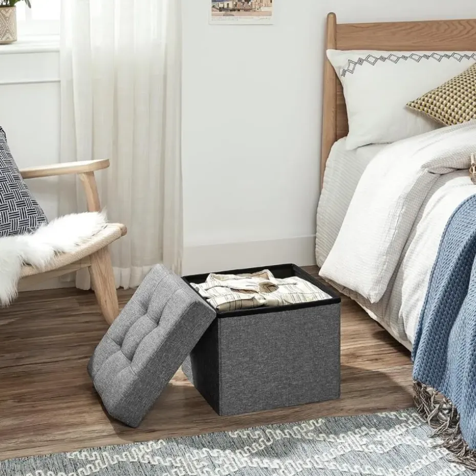 Parya Home - Grijze Poef - Hocker - Donkergrijs