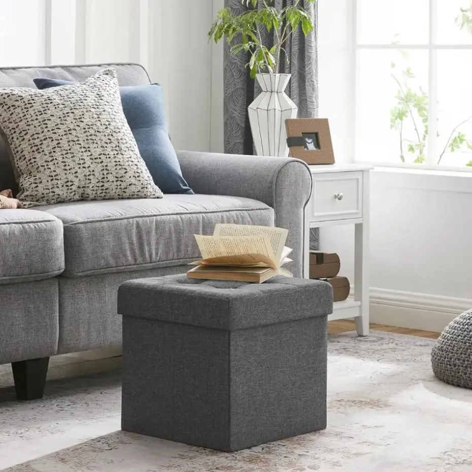 Parya Home - Grijze Poef - Hocker - Donkergrijs