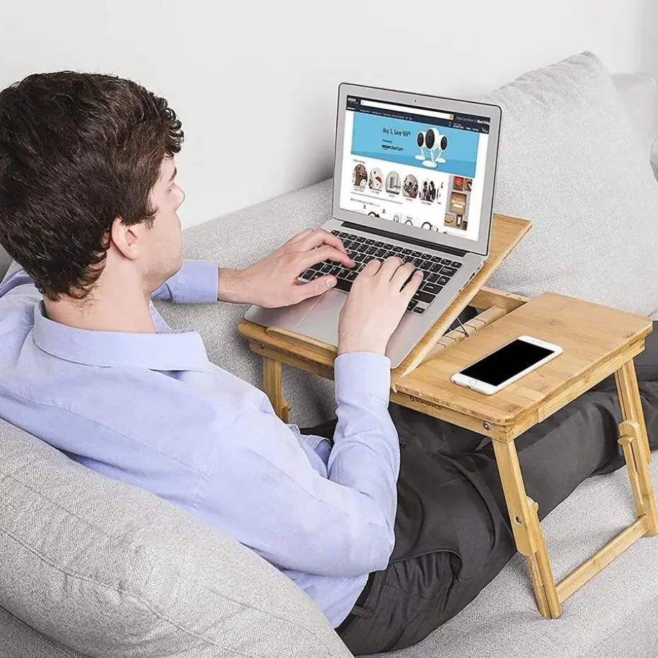 Parya Home - Houten Laptoptafel - Bamboe - Bruin