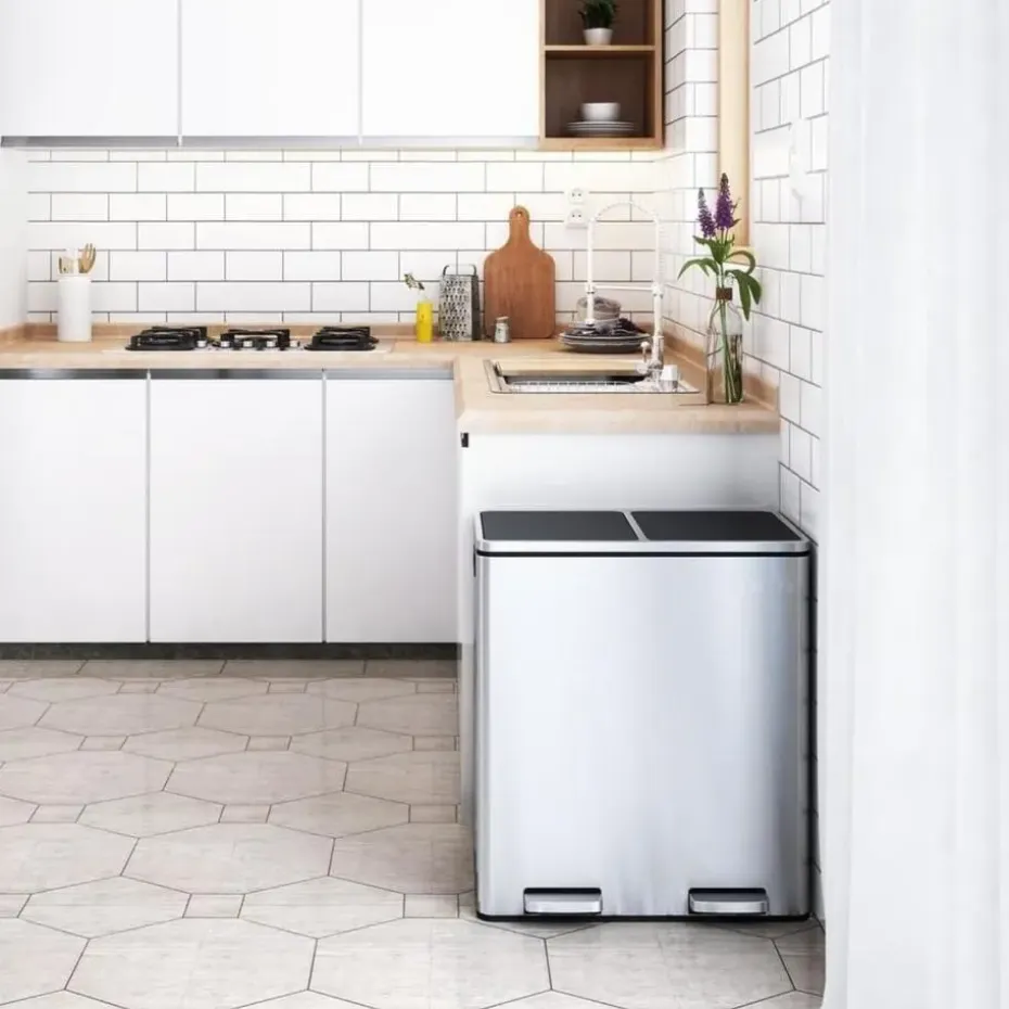 Parya Home - Prullenbak 60L - Roestvrij Staal