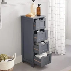 Parya Home - Smalle Ladekast - 4 Lades - Hout - Grijs