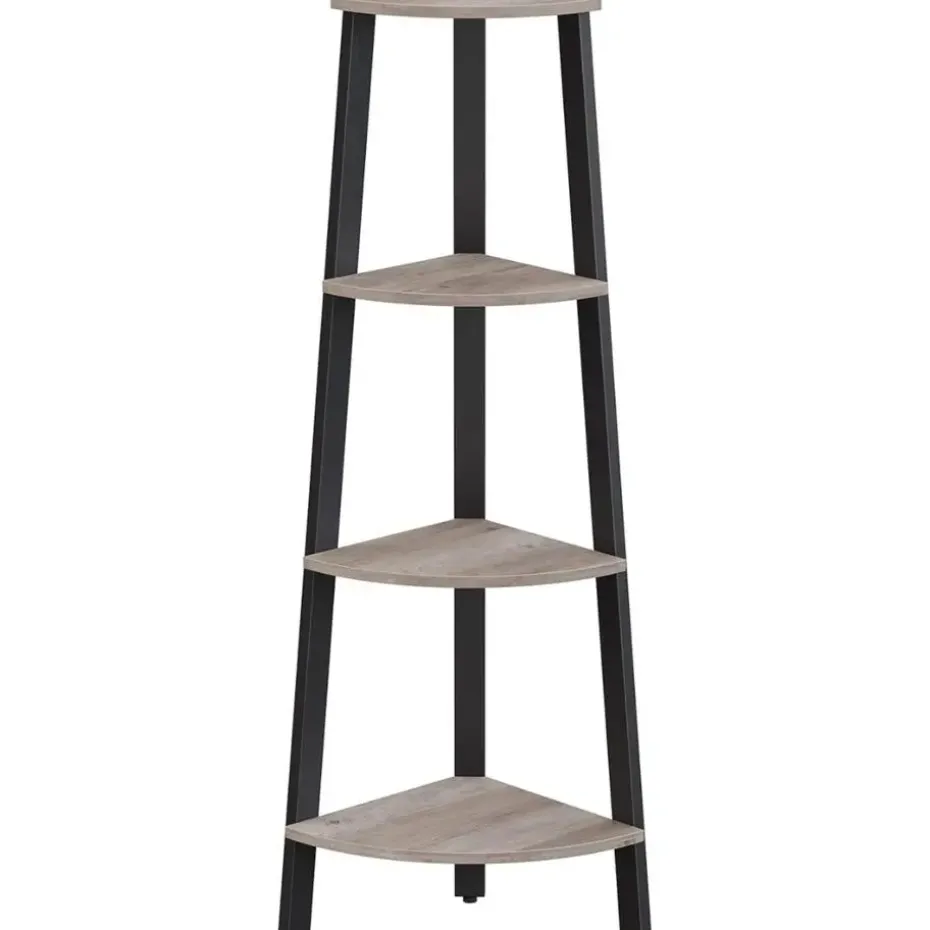 Parya Home hoekplank - 4 planken - industrieel - grijs-zwart