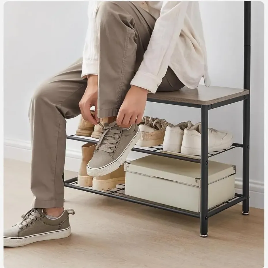 Parya Home 3-in-1 Kapstok met Schoenenrek – Entreekast met bankje