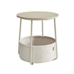 Parya Home Kleine ronde salontafel, bijzettafel met stoffen mand