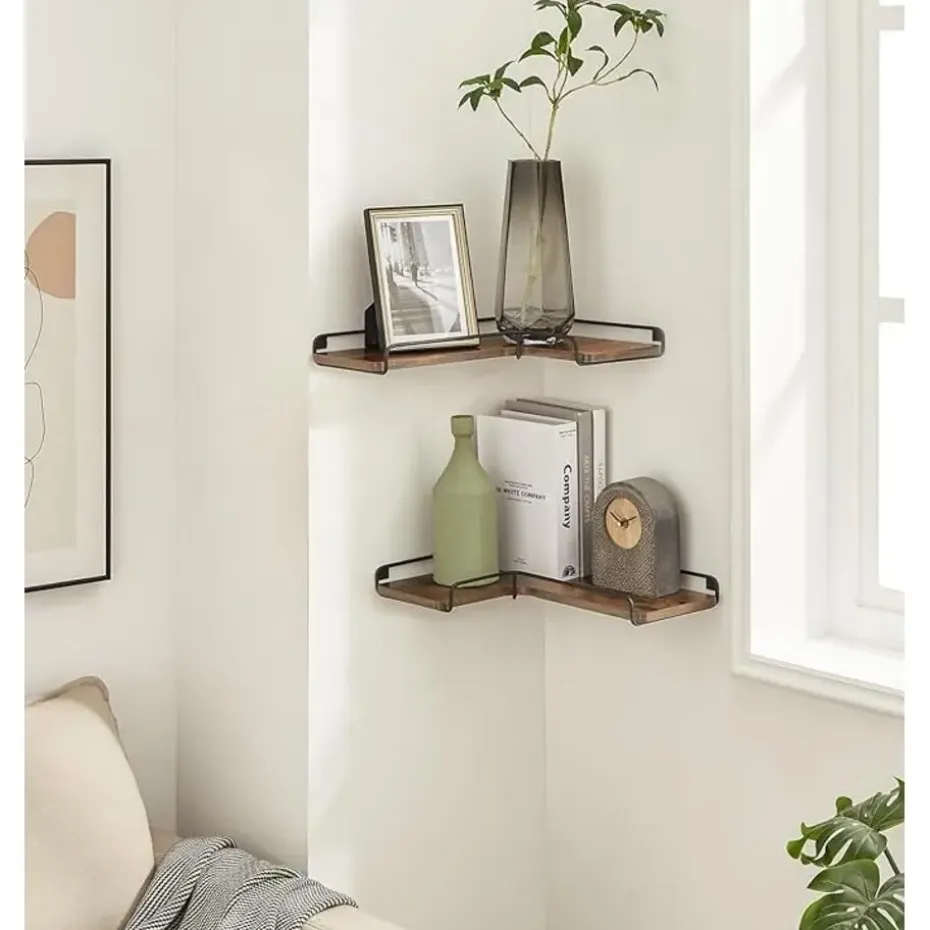 Parya Home L-vormige hoekplank, set van 2, wandplank