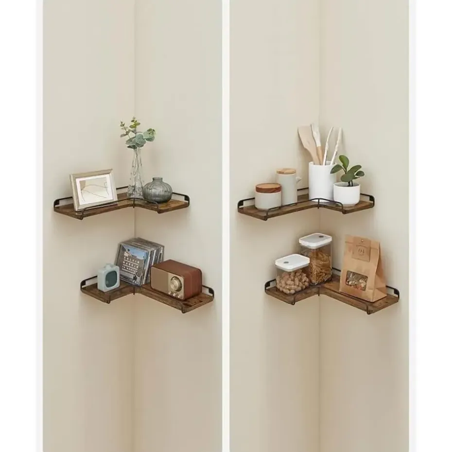 Parya Home L-vormige hoekplank, set van 2, wandplank