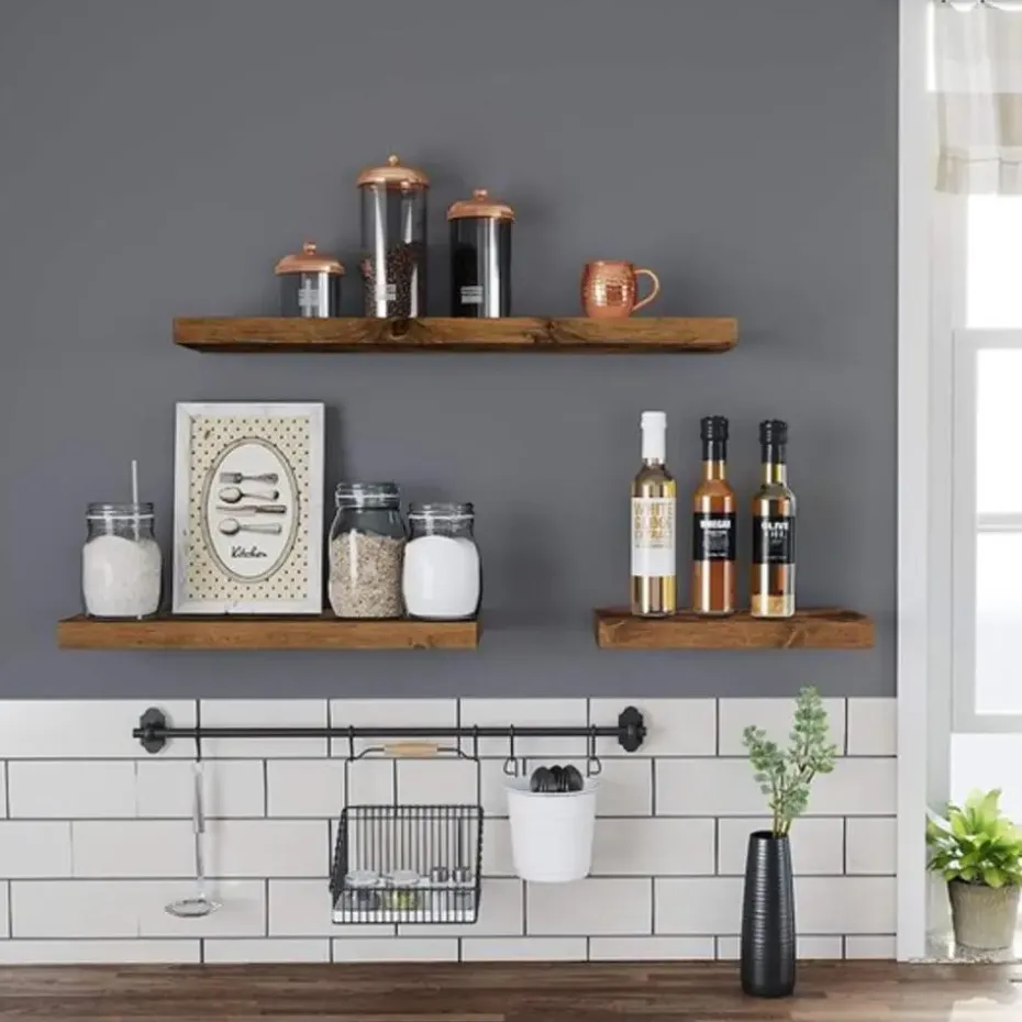 Parya Home Wandplank, zwevende plank, vintage bruin