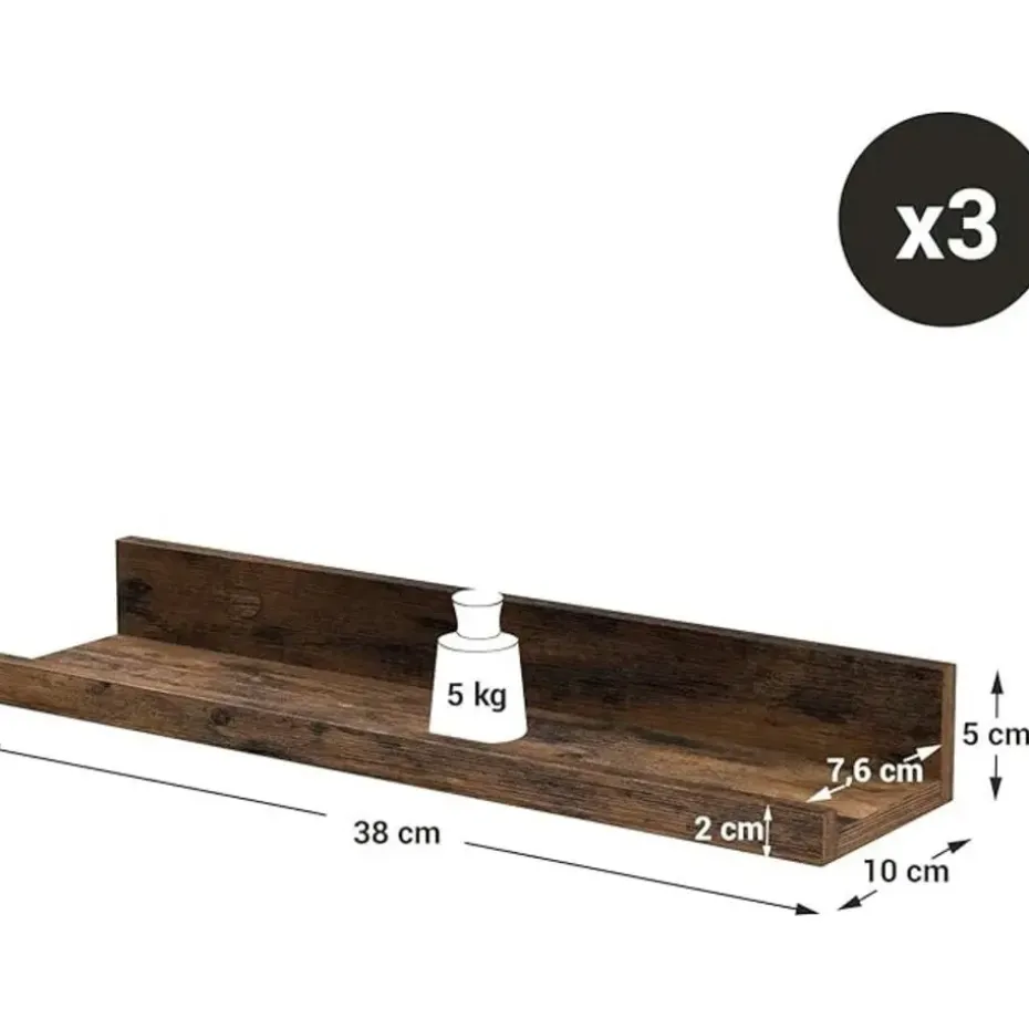 Parya Home wandplanken, set van 3, zwevende planken