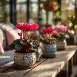 Perzisch cyclaam - Set van 3 - Cyclamen persicum - Hoogte 10-20cm - ⌀9cm
