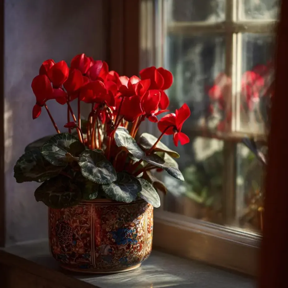 Perzisch cyclaam - Set van 3 - Cyclamen Winfall Scarlet - Hoogte 10-20cm - ⌀9cm